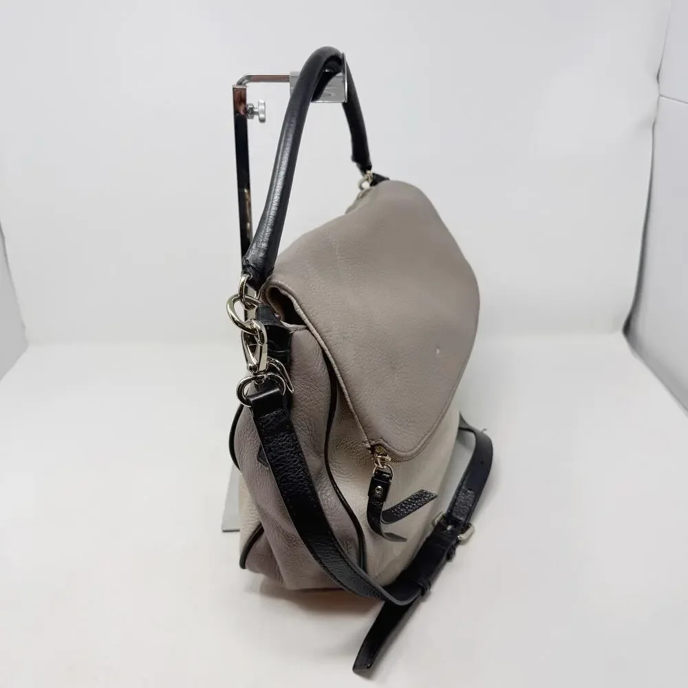 Kate Spade Gray Black Leather Cobble Hill Devin Satchel Bag Purse Crossbody Hobo